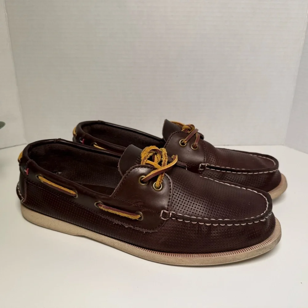 Tommy Hilfiger Bowman Apache Classic Boat Shoes Dark Brown Leather Mens Size 10